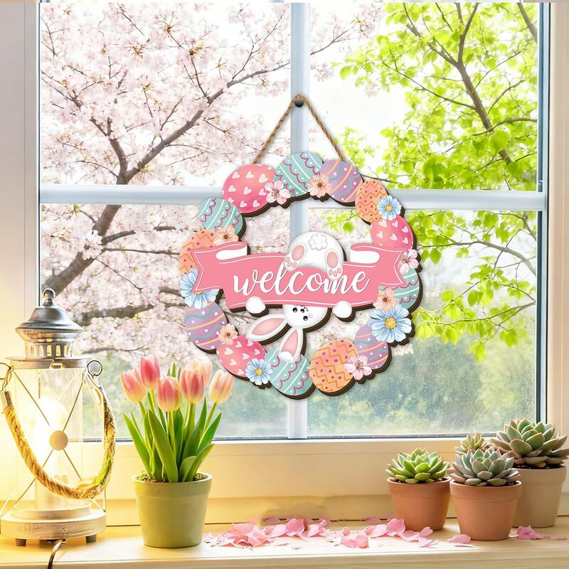 Cross-Border Wooden Easter Decoration Door Sign, Holiday Farmhouse Front Door Porch Hanging Ornament, Wooden Easter Egg Wreath Hanging Decoration Cross-Border Wooden Easter Decoration Door Sign, Holiday Farmhouse Front Door Porch Hanging Ornament, Wooden Easter Egg Wreath Hanging Decoration