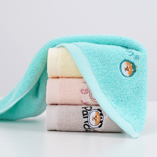Wholesale pure cotton children's towel weather cartoon embroidery soft children's cute face towel pure cotton plain absorbent small towel