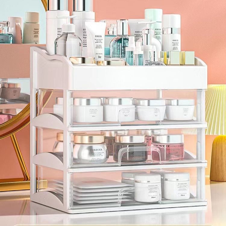 Makeup storage box, desktop drawer-style lipstick organizer cabinet, compartmentalized display shelf, dormitory vanity table stand