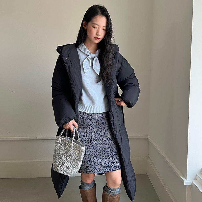 [Clearance, No Returns] Women's Hooded down Jacket, New Long Style, Warm White Duck down Coat 22996