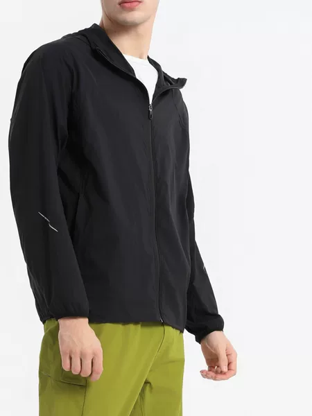 Lulu Men's Windbreaker Summer Lightweight Breathable Sports Jacket Hooded Casual Skin Clothes Sun-proof Quick-drying Zipper Cardigan