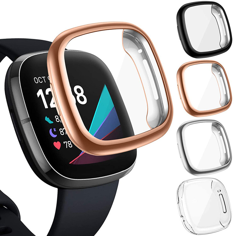 Suitable for Fitbit Versa3/Sense Protective Case Electroplated TPU Full Pack with Touch Screen Protective Case