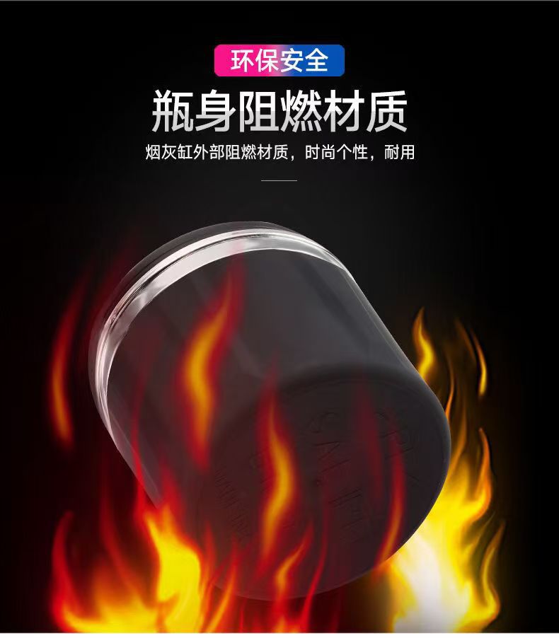 Car Ashtray with Ceramic Liner, Lid, Led Light, Creative Multifunctional In-Car Exclusive for Cross-Border Supply