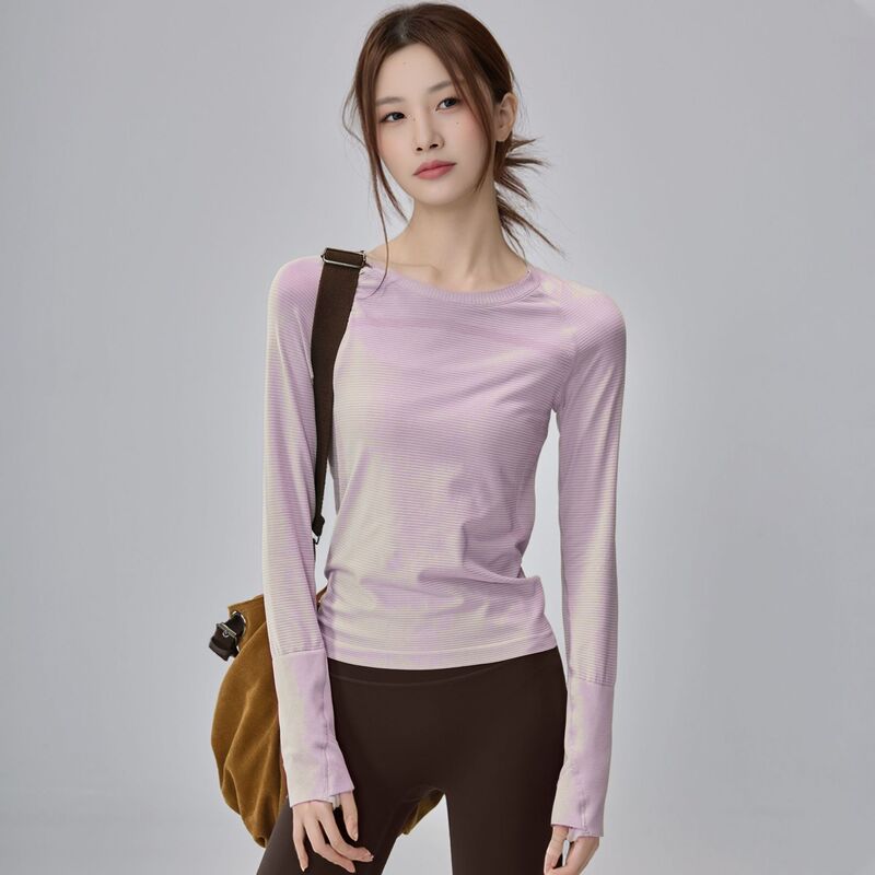 One-Piece Quick-Dry Yoga Wear, Long-Sleeved Breathable Sports Top, Pilates Training Slim-Fit Stretch Fitness T-Shirt