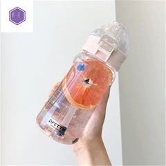 Sipper Cup Plastic Women's Korean Version Student Fresh Simple Rope-Bound Graduated Scale Adult Men's Spring-Cover Sports Portable Cup