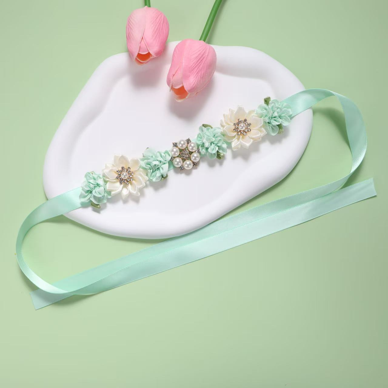 Green headband pearl