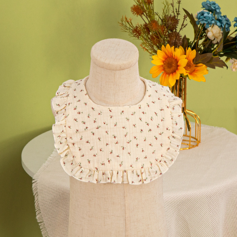 Toalla de saliva para bebé Verano A antibacteriano y agradable para la piel 40 piezas de gasa de algodón puro babero de encaje en forma de U para hombres y mujeres babero para bebés