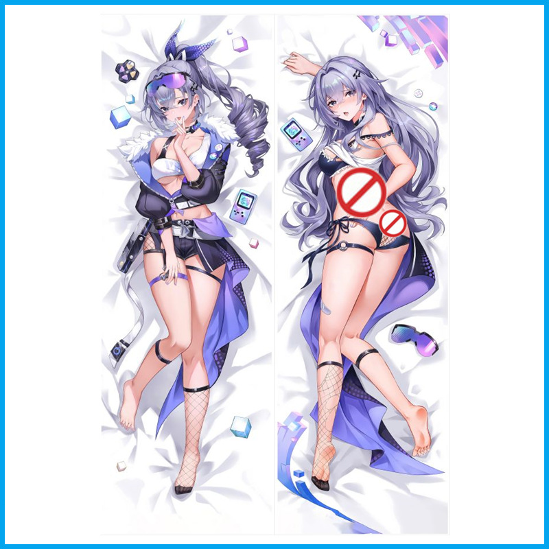 Funda de Almohada de Anime y Juego Silver Wolf de Ferrocarril Celestial - Cojín Cartoon Rectangular Largo, Personalizable en 2D