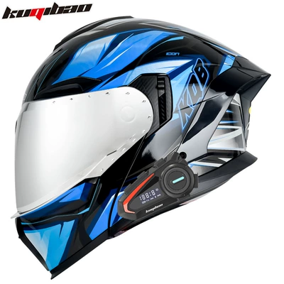 Motosiklet kaskı (dəbilqə) — 3C Certified Full-Face Helmet - bright-black-with-k20-bluetooth-with-silver-plating-m