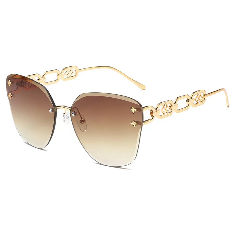 24 nuevas gafas de sol de metal sin marco cuadradas, sombreado, protector solar, gafas de sol impresas de tiro callejero retro, transfronterizas europeas y americanas