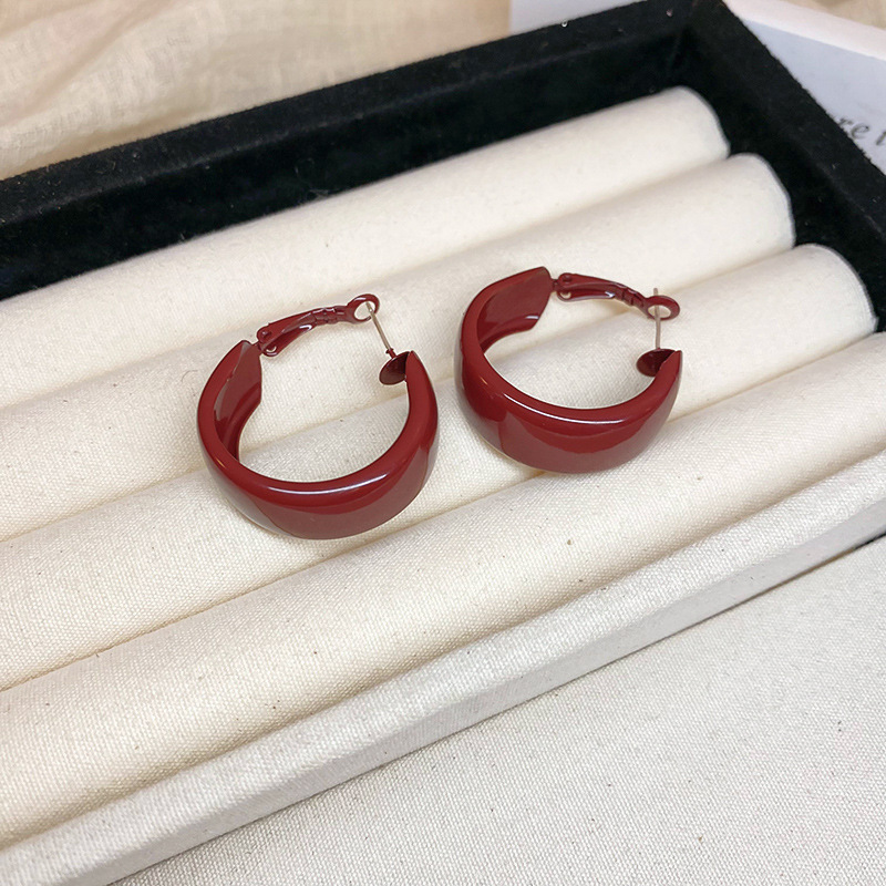 19# silver needle-red-plain circle