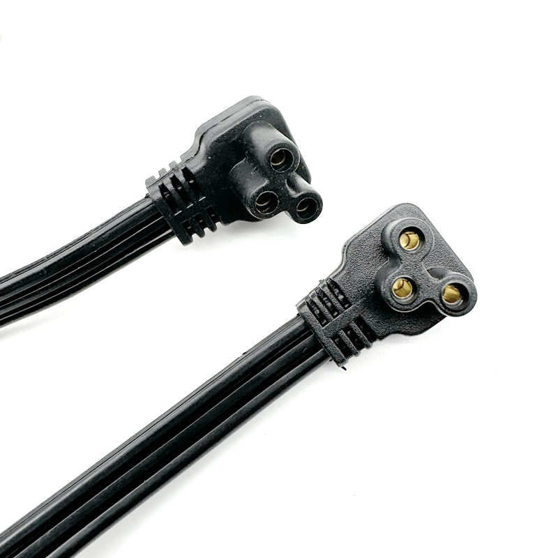 T5LED灯管展示柜电源线3芯扁平并线弯头梅花尾三孔广告灯箱插头线