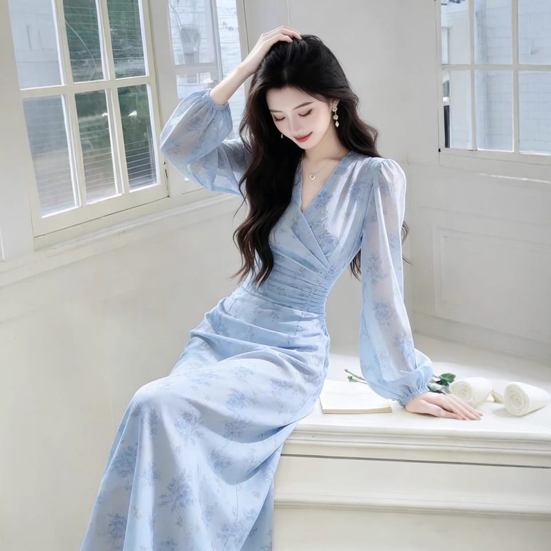 Chic French-Style Tea Break Chiffon Floral Dress for Women, 2026 Spring and Autumn New Model, Mature and Elegant High-End Dress Chic French-Style Tea Break Chiffon Floral Dress for Women, 2026 Spring and Autumn New Model, Mature and Elegant High-End Dress