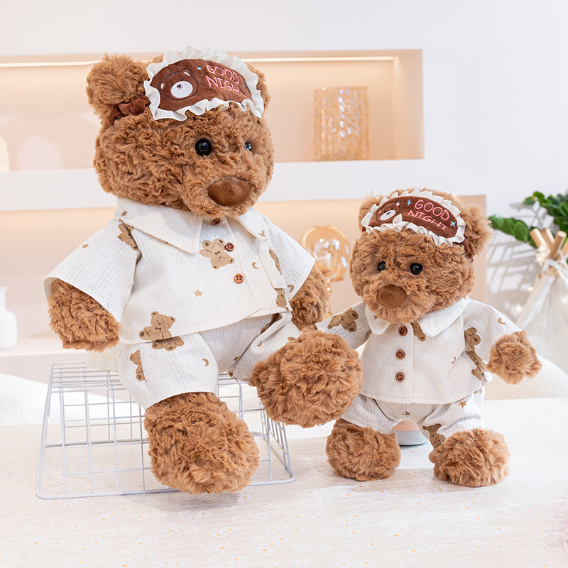 新款萊恩熊玩偶格子圍巾巴塞羅熊聖誕小圍脖泰迪熊禮物公仔批發