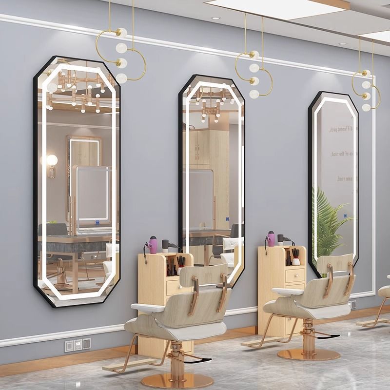 eQp Barberie Red espejo simple tipo de pared belleza mirror salón de belleza espejo unilateral banda de moda image 30