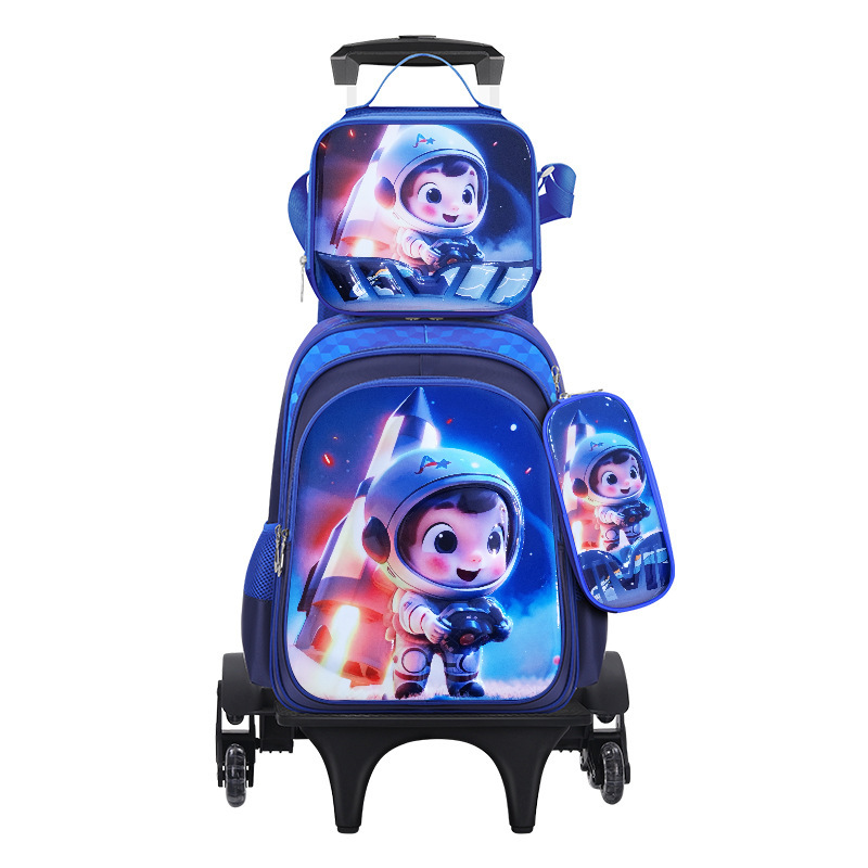 Nuevo tipo de bolsas de tirón de tres piezas de dibujos animados unicornio para niños mochila de espalda de gran capacidad para hombres