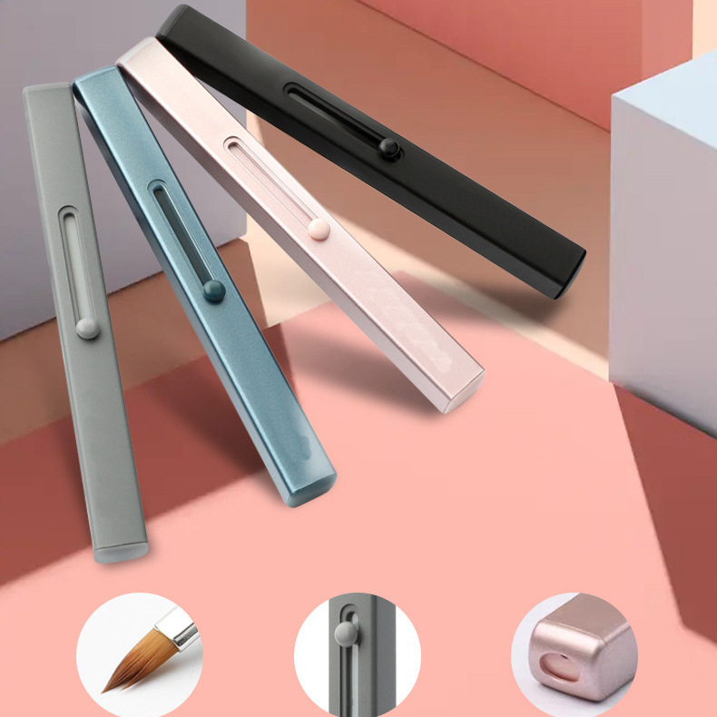 Retractable Lip Brush Lipstick Brush Lip Line Brush Makeup Brush Aluminum Tube Mini Cangzhou Makeup Brush Portable Beauty Makeup Tool