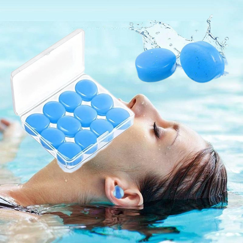 Wholesale cross-border waterproof, soundproof, quiet, swimming, bathing, water-proof, noise-proof, 12-piece pack of silicone clay earplugs