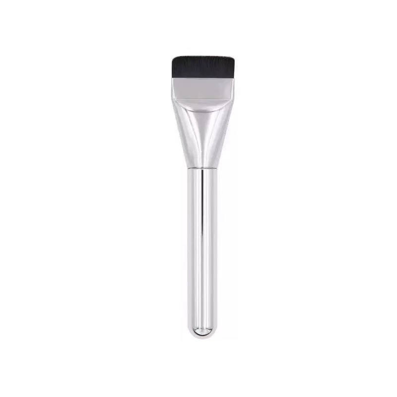 Ultra-thin Flat Foundation Brush, Silver Handle, Concealer Brush with Protective Case, 13 cm