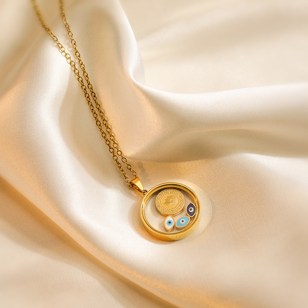 Titanium Steel Material Wholesale Jewelry Simple Style Round Titanium Steel Irregular Pendant Necklace