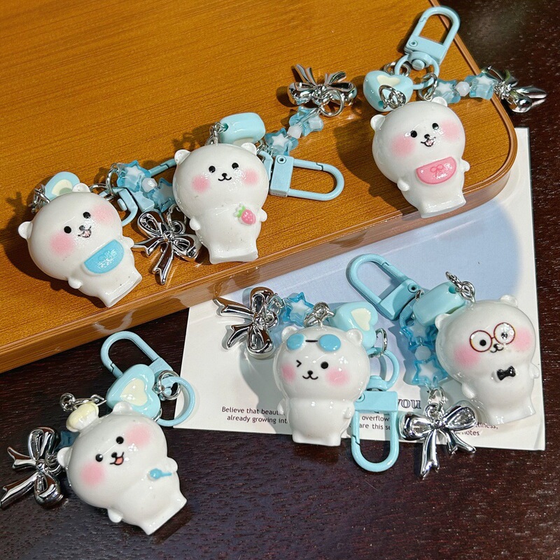 Cute Cartoon Jiikawa Keychain Bow Heart Light Blue Pendant Fresh Stylish Sweet Pendant