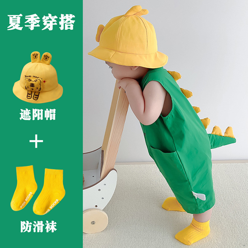 Baby's Harper Boys' Dinosaur Sleeveless Suit Summer Super Cute Thin Cute Climbing Suit for Baby Girls Baby's Harper Boys' Dinosaur Sleeveless Suit Summer Super Cute Thin Cute Climbing Suit for Baby Girls