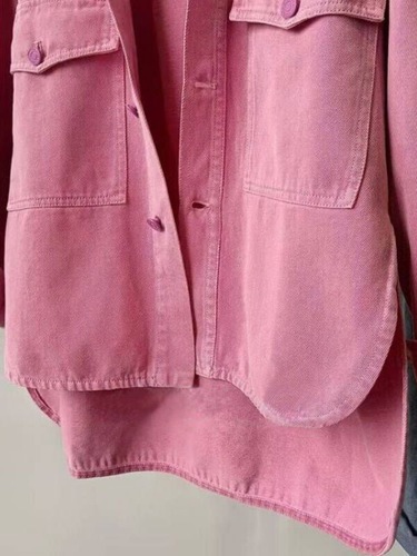 2024 Spring and Autumn New Fashion Pink Denim Jacket Women's Design Loose Casual BF Style Versatile Jacket Top