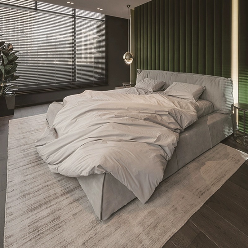 Tejido esmerizado minimalista italiano cama parisina simple tecnología moderna tela nórdica suelo red cama doble viento silencioso image 4