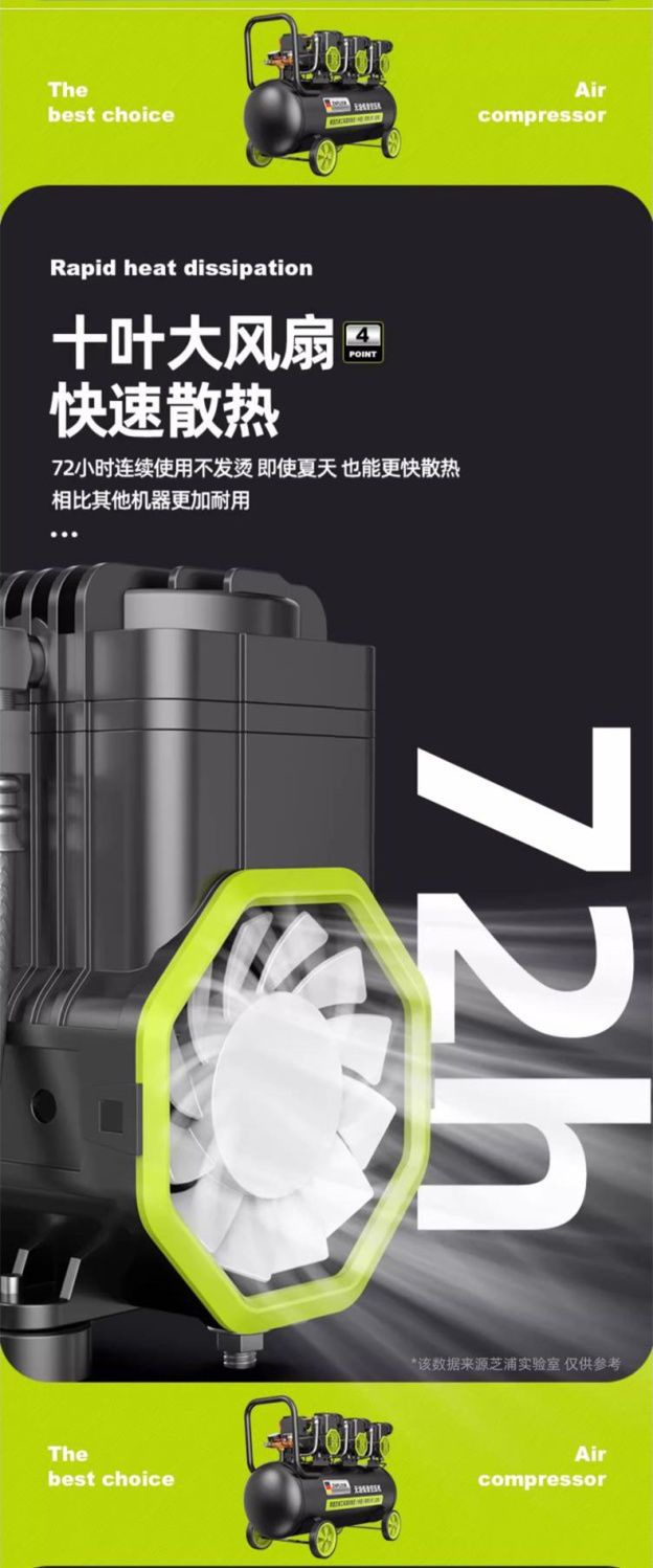 German Shibaura Air Compressor Air Pump Small 220V Air Compressor Oil-Free Bass Industrial Grade Woodworking High Pressure