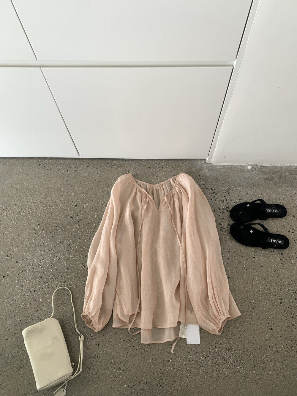 Áo sơ mi nữ linen tay dài cổ V dây buộc phong cách lười biếng — Xanh nước biển, màu hồng, Vàng nhạtcolor, trắng sữa chi tiết 30