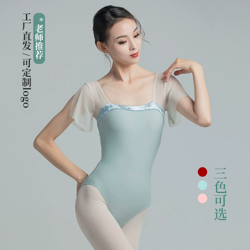 Балетная Спортивная одежда для взрослых базовая подготовка художественный экзамен гимнастика одежда для тренировок женский маленький летающий рукав синий розовый танцевальный комбинезон