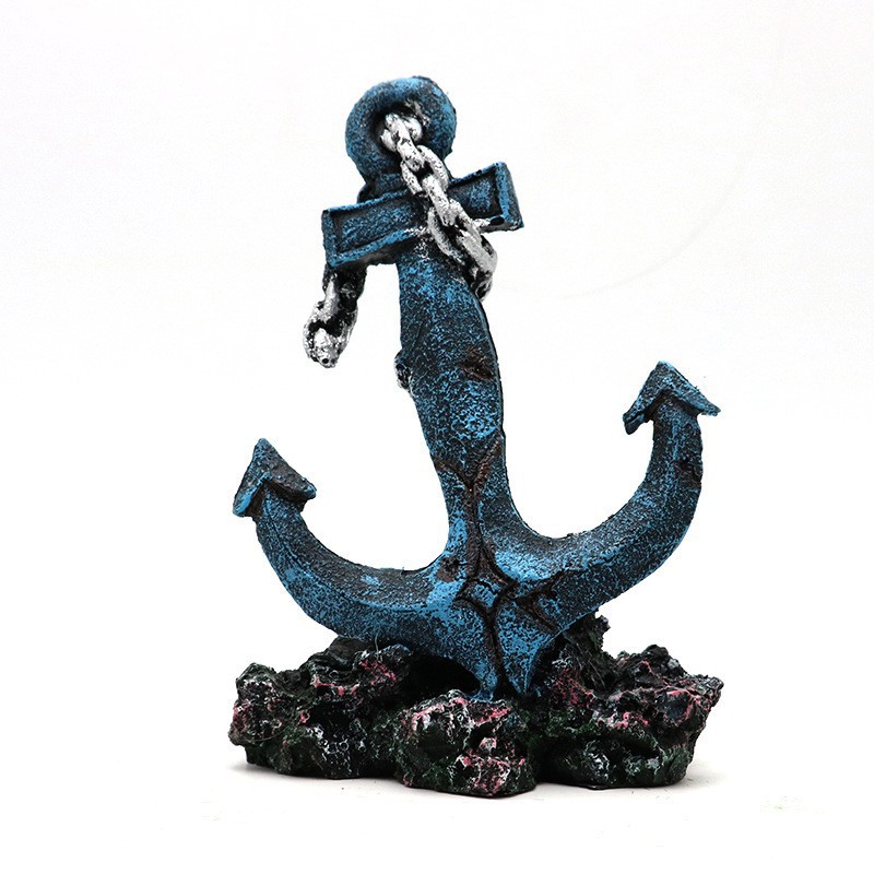 Decoración de resina de paisajismo creativo barco de pesca naufragio refugio casa pecera decoración conjunto de anclaje decoración creativa bajo el agua