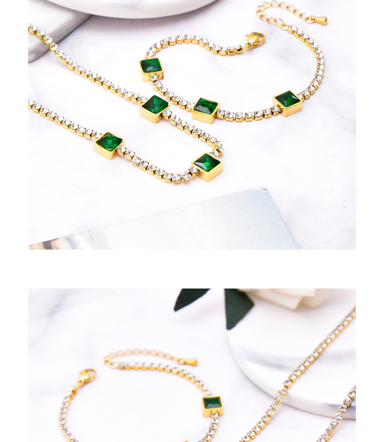 Fashion Geometric Titanium Steel Necklace Inlay Zircon Stainless Steel Necklaces 1 Piece