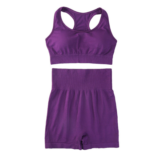 Cross-border Western and European style seamless tight quick-drying high-waisted shorts with breast pad for shaping sports fitness tops for women