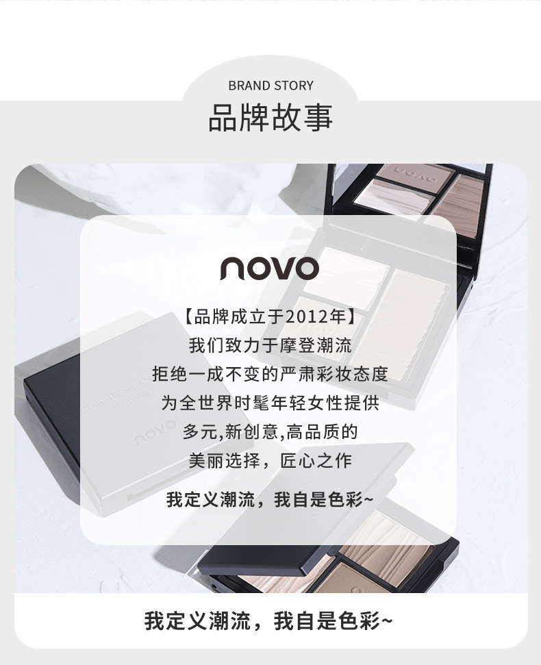 NOVO Multi-effect Three-color Facial contouring Tray for three-dimensional brightening of the face, highlighting the under-eye contour, side profile and nose profile, and all-in-one contouring tray undefined