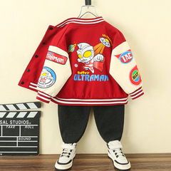 奧特曼衣服男童春裝外套2024新款酷帥氣兒童棒球服春秋款寶寶上衣