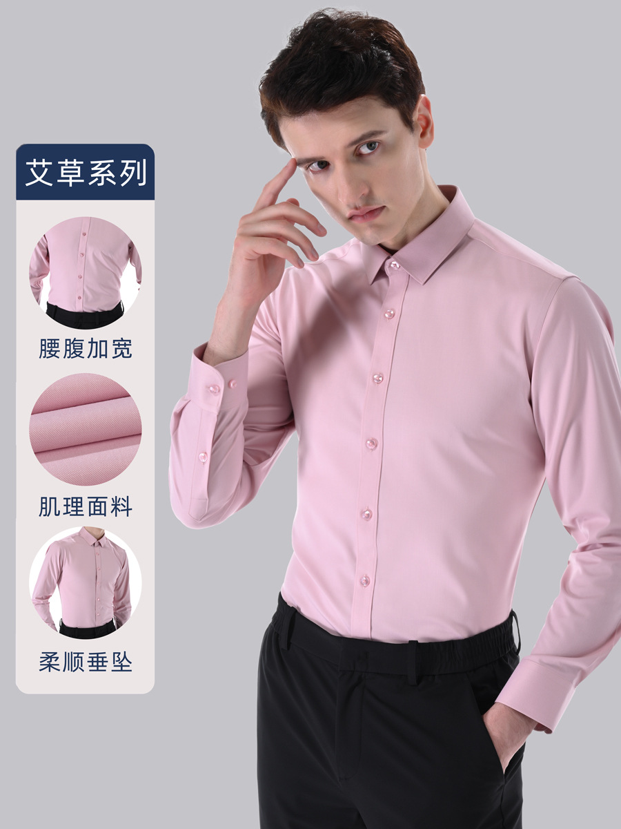 Camisa de Manga Larga de Fibra de Ajenjo para Hombre, Antibacteriana y Sin Planchado image 4