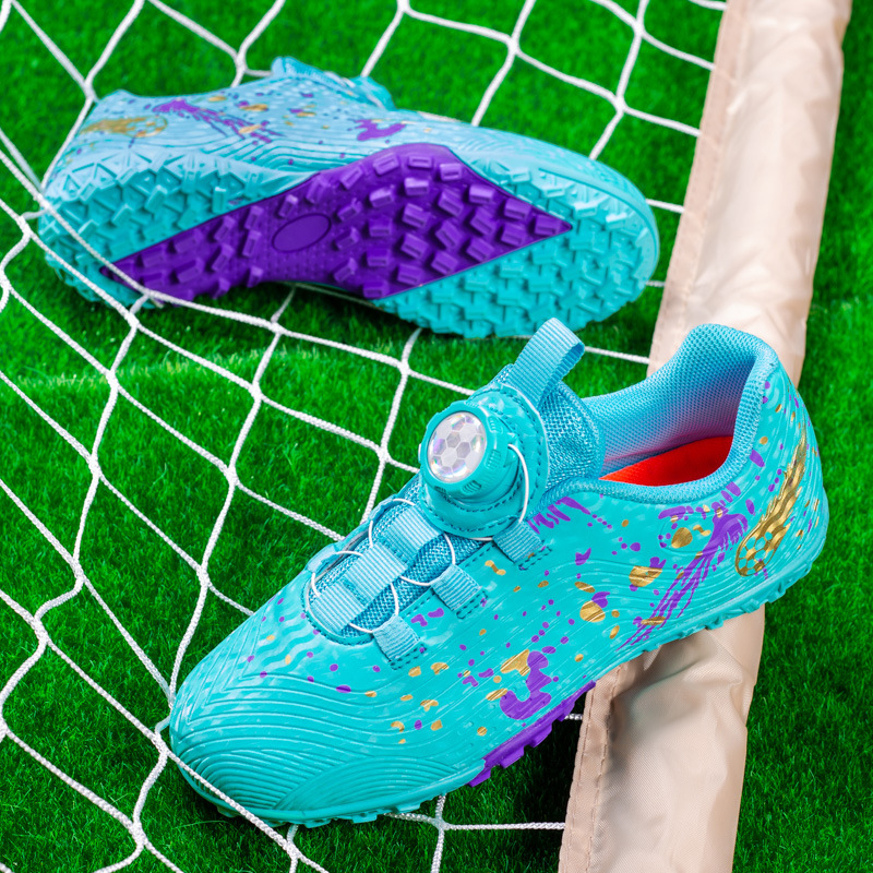 ShoeGlobe, scarpe sportive da ginnastica per la scuola elementare, con bottoni rotanti transfrontalieri, per bambini, con tacchetti da calcio_voghion.com