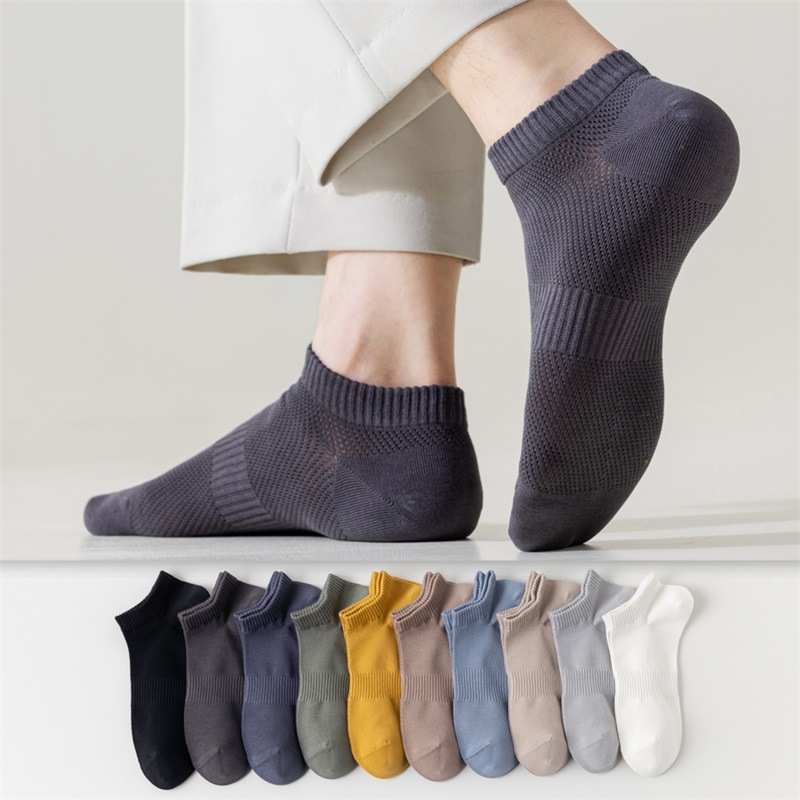 Calcetines de algodón de calcetines de color puro Hombre Calcetines de malla transpirable calcetines de barco invisible delgada japonesa de verano para Hombre Calcetines al por mayor