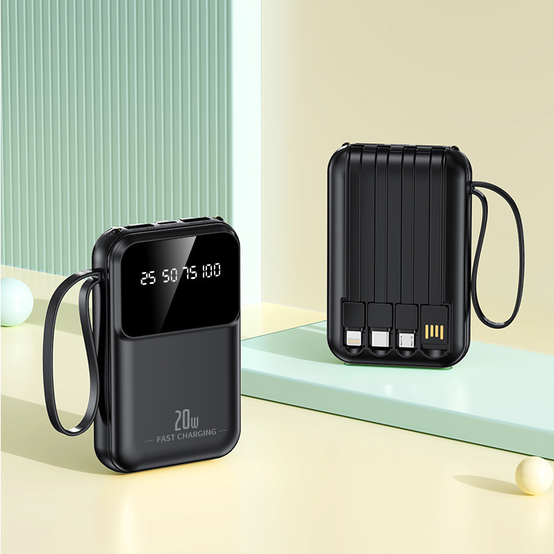 3C パワーバンク急速充電 20000 mAh 大容量ミニモバイル電源、内蔵ケーブル付き、ギフトロゴのカスタマイズ可能|undefined