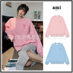 ami スウェットシャツマカロン小さな愛刺繍秋冬クロスボーダールーズコットン女性カップルトップラウンドネック長袖