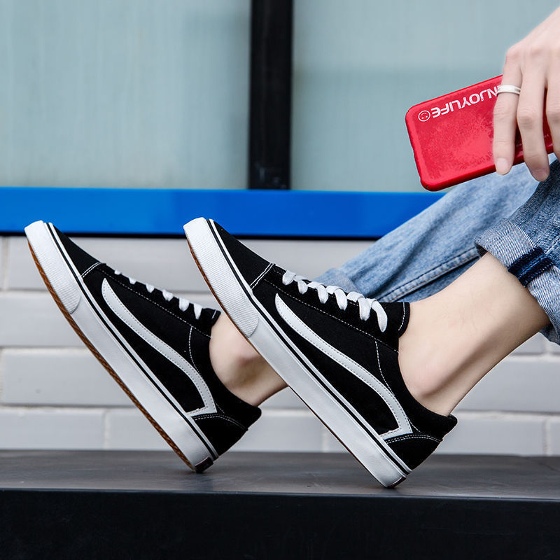 Canvas Shoes Black and White Classic Retro Casual Men's and Women's Shoes Low-Top Versatile Popular Campus Couple Skateboard Shoes 2025
