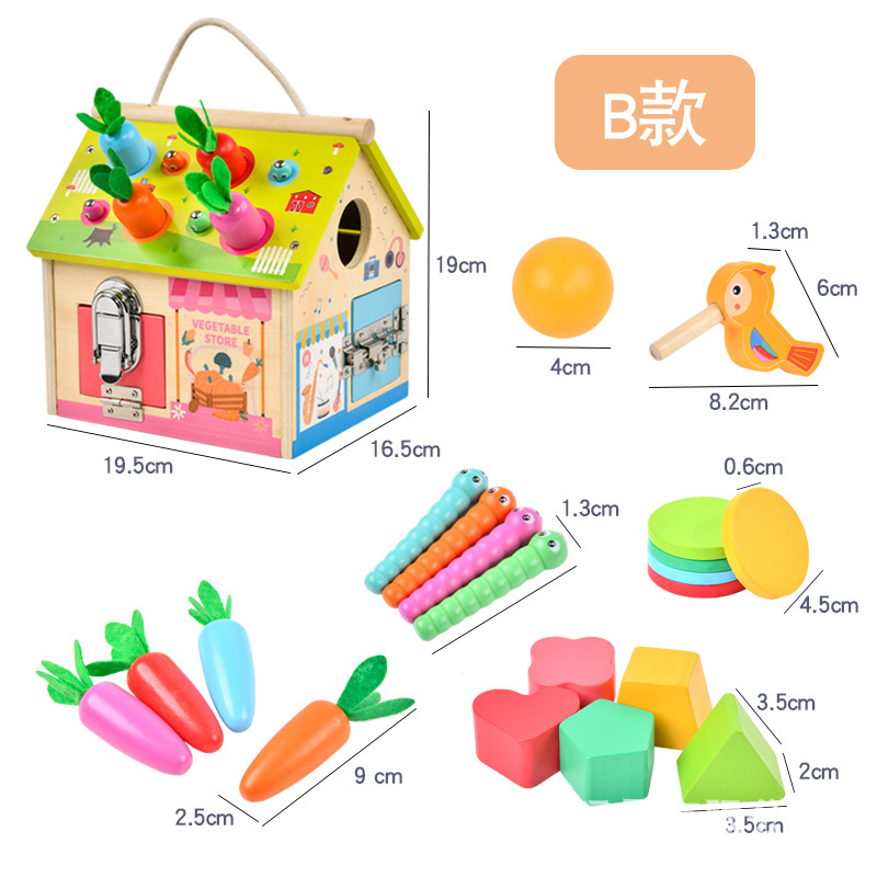 Caja de herramientas de tuerca de casa ocupada Montessori de madera CPC