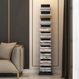 Living Room Invisible Bookshelf Bookcase Modern Simple Iron Corner Three-Dimensional Internet Celebrity Living Room Floor-Standing Storage Rack