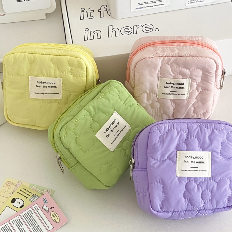 キルティング花収納バッグキャンディー色旅行イヤホン小銭入れ高颜値学生携帯小型叔母タオルバッグ|undefined