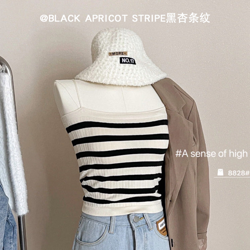 Contraste de color rayado Punto Belleza espalda camisola montaña fija las mujeres interior y exterior desgaste bottoming chaleco Delgado