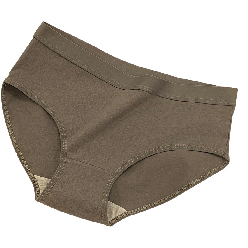 Ropa interior de algodón Mujer de color puro japonés cintura media simple estudiante de niña transpirable sin costuras talla grande calzoncillos de levantamiento de cadera slim fit