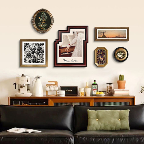 European-style niche art hotel study decoration painting living room retro wall murals bedroom medieval irregular combination of wall hangings