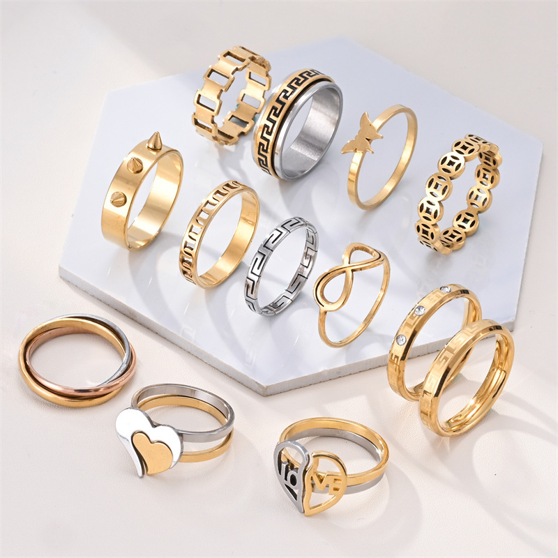 New Fashion Stainless Steel Ring Personalized All-match Titanium Steel 18k Light Luxury Internet Famous Ins Style Ring Ring Ring New Fashion Stainless Steel Ring Personalized All-match Titanium Steel 18k Light Luxury Internet Famous Ins Style Ring Ring Ring