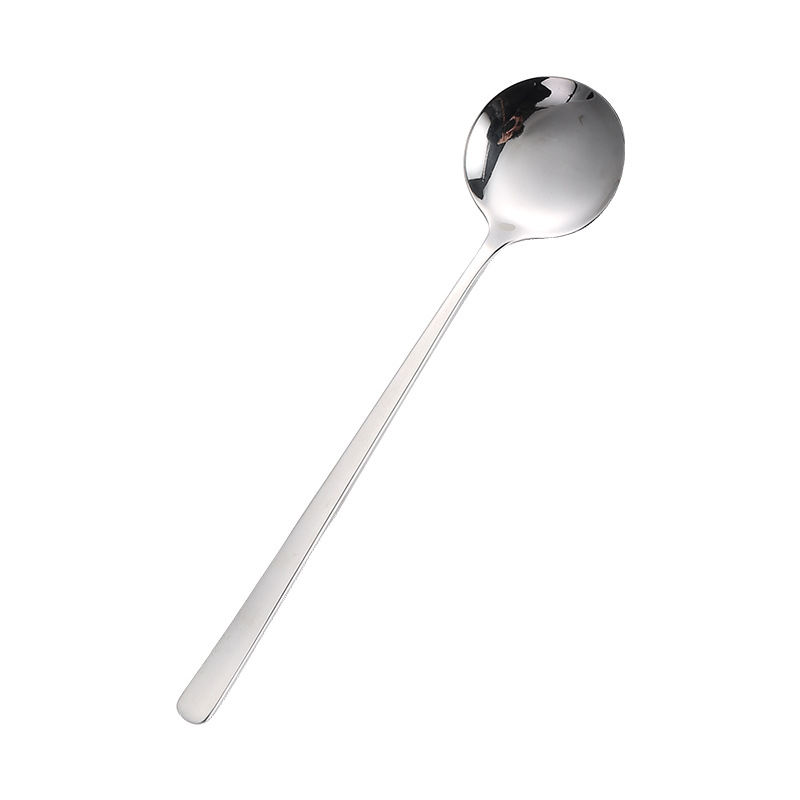 304 acero inoxidable mango largo congelador cucharas condimento nido de pan dulce cucharas redondas taza maceta sopa de café